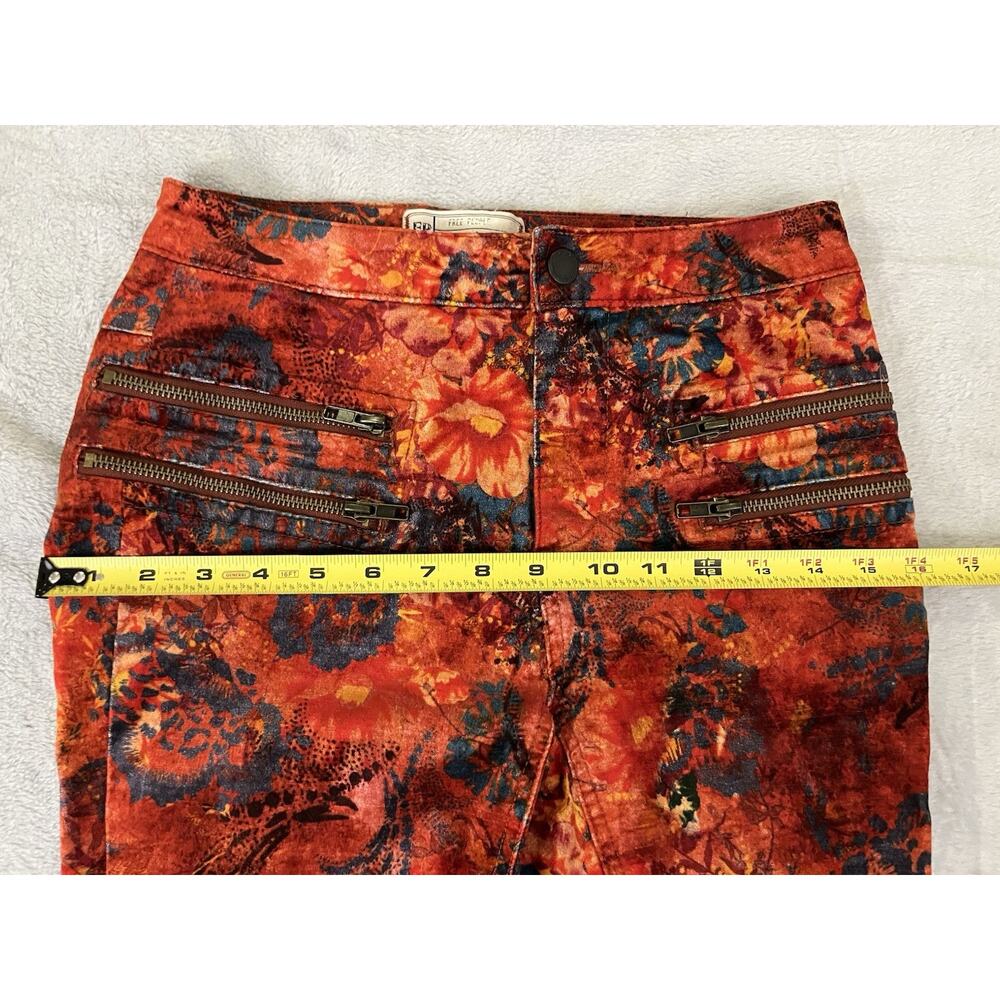 Free People Velvet Skinny Sz 2 Floral Print Jeans Zip Pockets Anthropologie - Picture 8 of 12